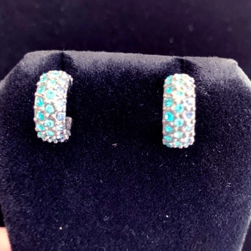 ❤️ 3for$25/ Blue Multi Rhinestone Hoop Earrings